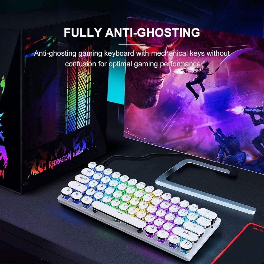 STOGA White Retro RGB Mechanical Keyboard - Picture 11 of 11